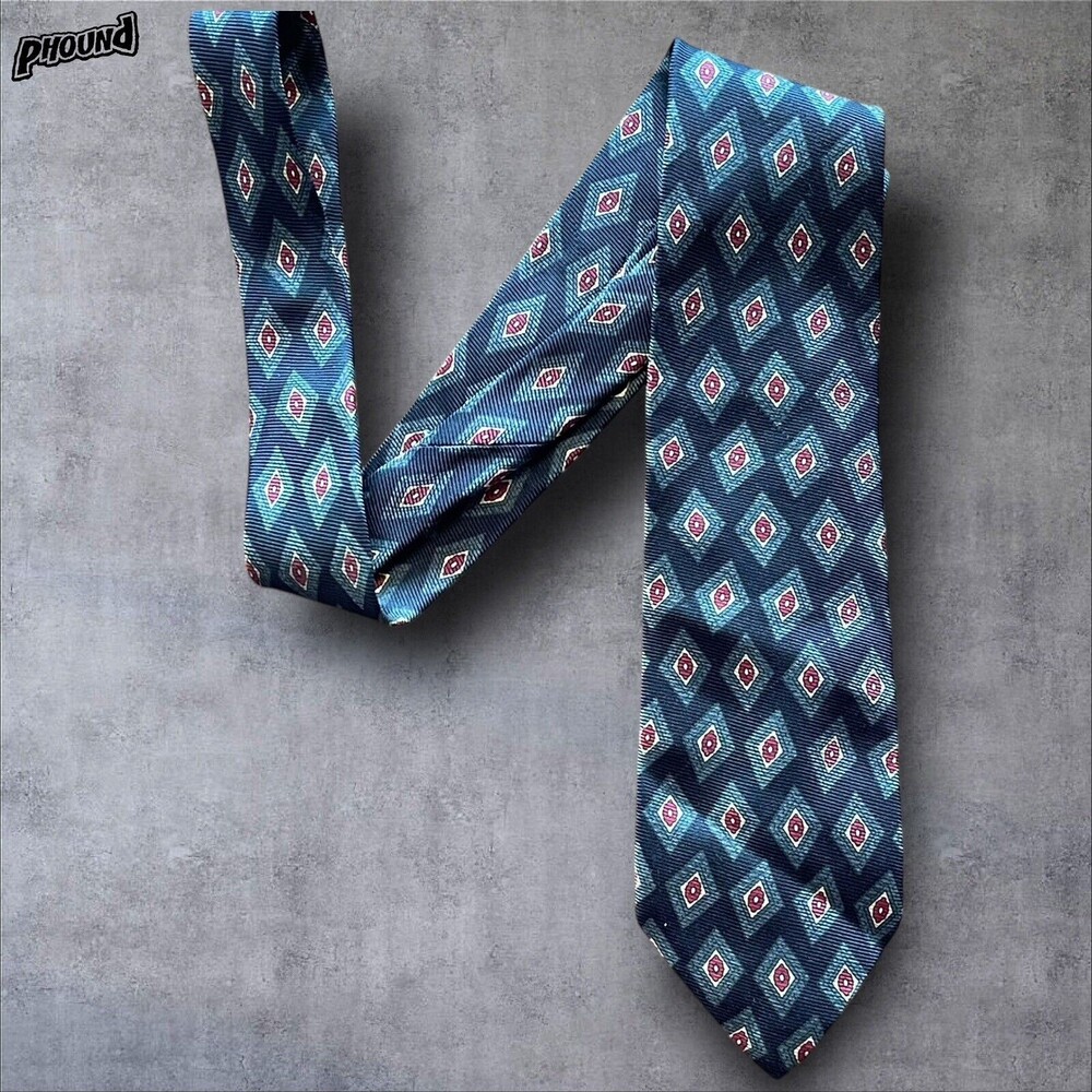 Vtg Polo Ralph Lauren Geometric 100% Silk Tie Handmade USA 2
